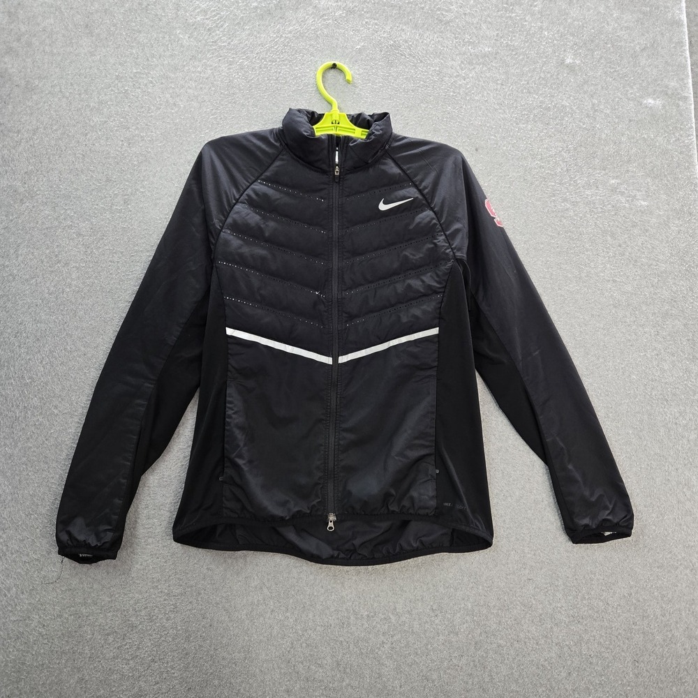Stanford Cardinal Women Jacket‎ L Black Nike Logo Aeroloft 800 Down Puffer